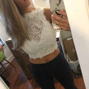 Lace up crop top with built in bra!